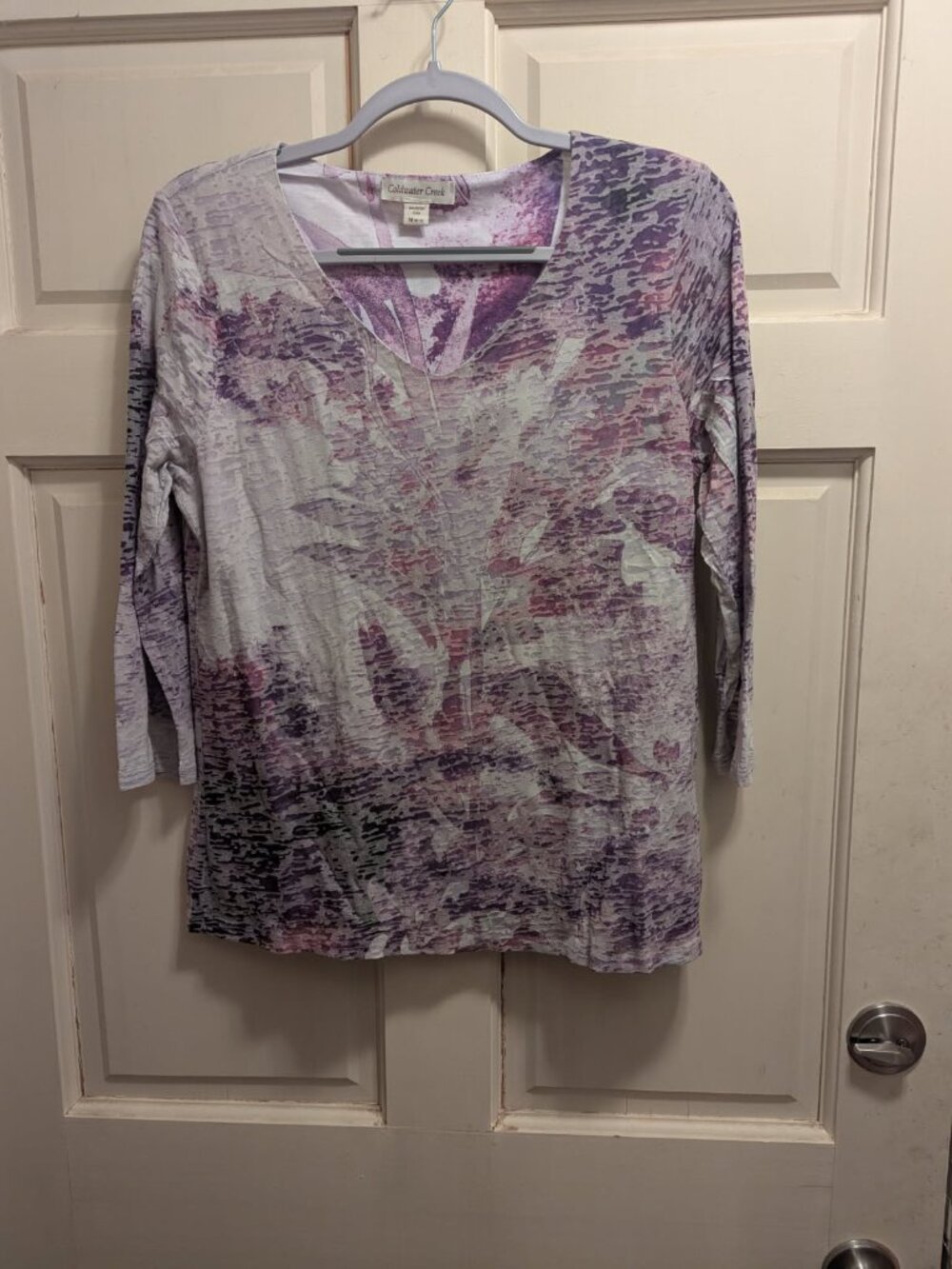 Top Coldwater Creek size Medium 10-12 Purple, white, gray